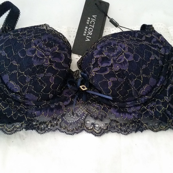 Royal blue Moonbase lacy push-up bra sz 32B NWT - Picture 2 of 4